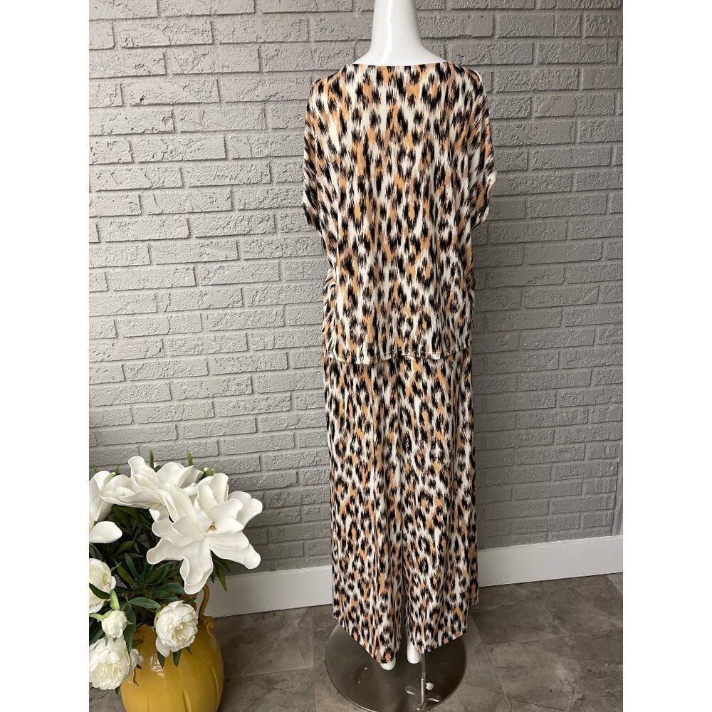 G by Giuliana Women's Animal Print Side Slit Pant & Top 2 Pcs Set Size LP NWT - Picture 3 of 12